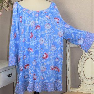 Long Floral Ruffle Top NWOT